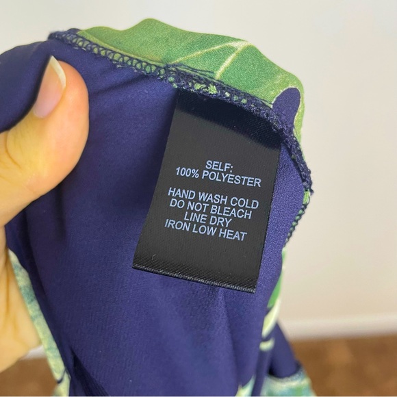 Lulu’s Womens Give Me A Tropical Leaf Printed Backless Wide Leg Jumpsuit Navy XS - Picture 11 of 13